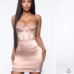 Elegant Satin Mini Dress - Mocha